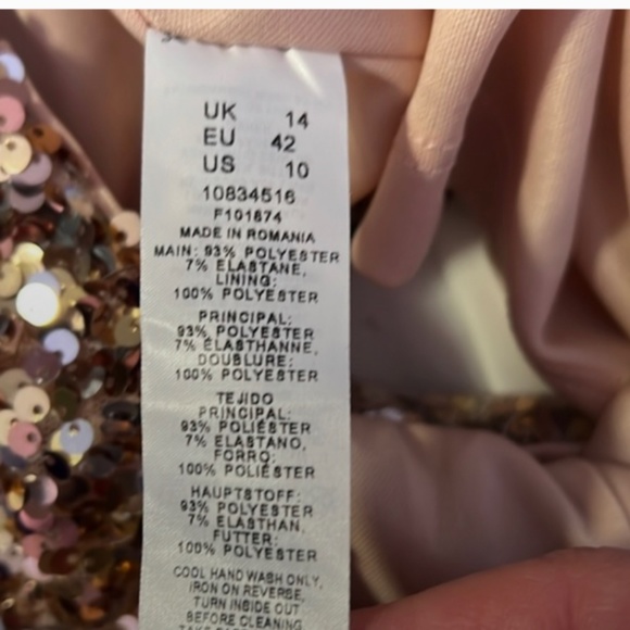 ASOS DESIGN sequin mini skirt in rose gold multi sequin SZ 10 - Picture 8 of 8